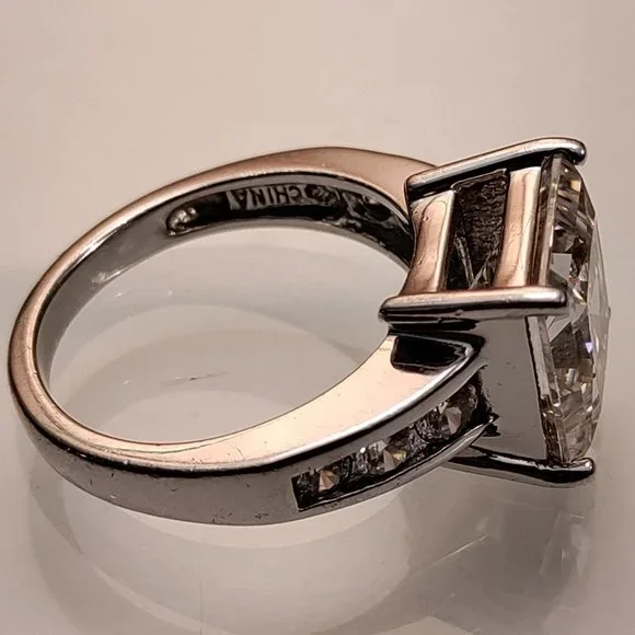 Diamonique 4ct Princess Cut CZ Sterling Silver Ring Sz-5 - Picture 6 of 7